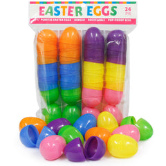 Empty Plastic Easter Eggs - 6 Color 2-1/3" (24 PACK)