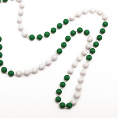 Beads - Segmented Green and White Round 7.5mm 33" (DZ)