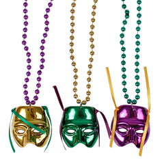 Beads - 7.5mm With Mardi Gras Mask 33" (DZ)
