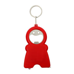 Smiling Man Keychain With Tape Measure, Led Light And Bottle Opener