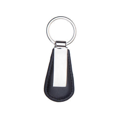 Leather Teardrop Keychain With Metal Overlay
