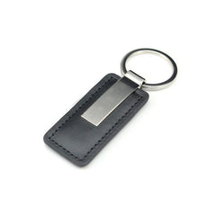 Rectangular Metal And Leather Keychain