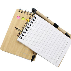 Notepad Set With Spiral-Bound Bamboo Cover