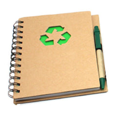 Notebook With Recycling Symbol On Kraft Paper Cover