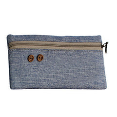 Cotton Pencil Case With Button Design