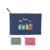 Medium Distressed Fabric Zip Pencil Case