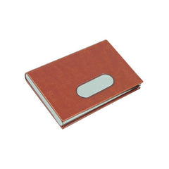 Stainless Steel Business Name Card Flip-Open Holder With Rounded Metal Plate On Cover