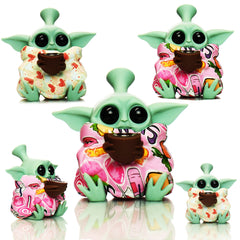5" Silicone Yoda Water Pipe Bong with Different Style Art print