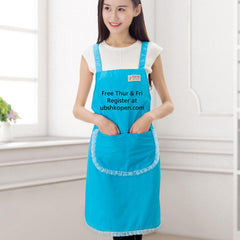 Neckband Apron With Lace Trim