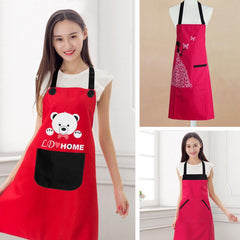 Dual-Coloured Neckband Apron With Buttons And Front Pocket