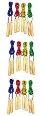 12-Pack Wooden Handle Jump Ropes | 4 Assorted Colors | Bulk Wholesale | OCC Shoebox Filler