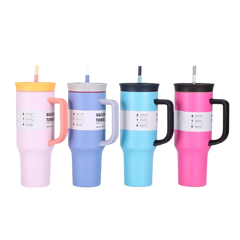 Colorful Thermos Cup w/ Straw and Handle (Deliver In 4-6 weeks)