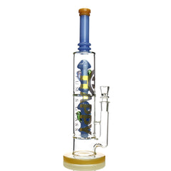 17" Double Mushroom Chamber Water Pipe with 18mm Male Bowl - Happy Fumes Glass Brand
