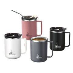Stainless Steel Coffee Cup w/ Lid (Deliver In 4-6 weeks)