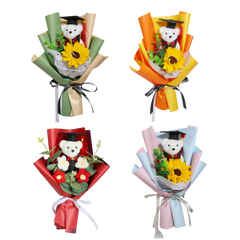 Graduation Bear Sunflower Bouquet
