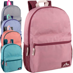 18-Inch Bulk Trailmaker Girl's Assorted Colors Backpack with Side Mesh Pocket - 5 Pastel Colors