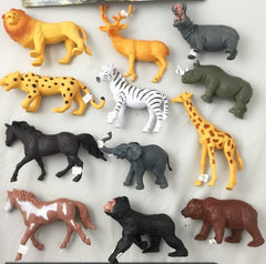 PLAY RUBBER 7 INCH WILD / ZOO ANIMALS ( sold by the PACK OF 6 ASST wild animals )