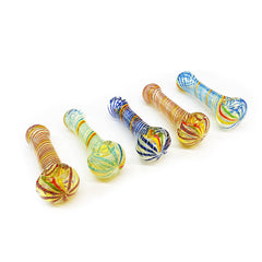 4.5" Sliver Fume Hand Pipe Swirling Art