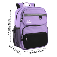 17-Inch Bulk Rugged Multi-Pocket Backpack - Girls