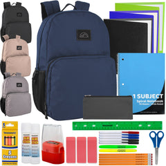 Bulk Mountain Edge Dome Backpack with Laptop Sleeve with 30-Piece School Supply Kit - 4 Color Assortment
