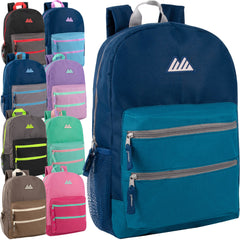 17-Inch Bulk Double Front Zippered Pocket Backpack
