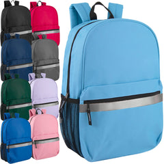 17-Inch Bulk Safety Reflective Backpack with Side Pocket - 9 Color Assortment