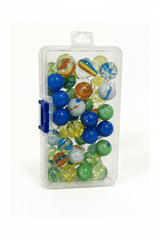 50-Piece Marble Set in Plastic Container | 49 Playing Marbles + 1 Shooter