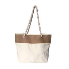 Jute & Canvas Tote Bag w/ Rope (Deliver In 4-6 weeks)