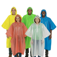 Disposable Rain Ponchos - 5 Colors
