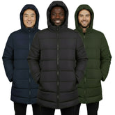 Men's Winter Hooded Puffer Coat - Dark Colors