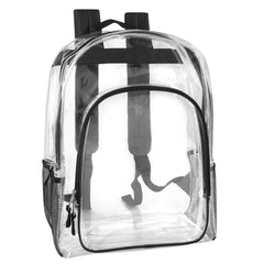 17-Inch Bulk Deluxe Clear Backpack with Side Pockets