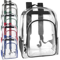 17-Inch Bulk Deluxe Clear Backpack with Side Pockets