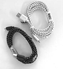 IPHONE 8 pin BRAIDED CLOTH PHONE CABLE CHARGING CORDS 6 FOOT ( sold by the piece ) CLOSEOUT NOW ONLY $ 1 EA