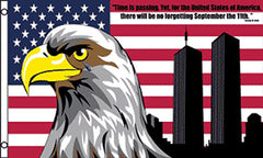 AMERICAN 911 NEVER FORGET EAGLE TOWERS 3 X 5 FLAG ( sold by the piece )