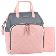 Baby Essentials Two-Tone Wide Opening Diaper Bag Backpack with Changing Pad and Stroller Straps