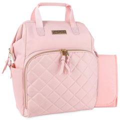 Baby Essentials Wide Opening Diaper Bag Backpack Set with Changing Pad and Stroller Straps - Pink