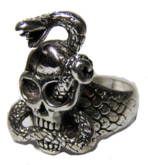 SNAKE THROUGH SKULL HEAD BIKER RING (Sold by the piece) *