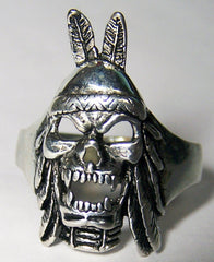 INDIAN BRAVE SCREAMING SKULL BIKER RING (Sold by the piece) *- CLOSEOUT $ 1.25