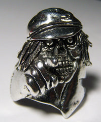 SKELETON POINTING WITH HAT BIKER RING (Sold by the piece) *- CLOSEOUT AS LOW AS $ 3.50 EA