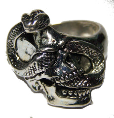 SNAKE IN SKULL BIKER RING (Sold by the piece) *- CLOSEOUT $ 3.50 EACH