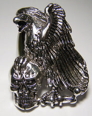 LARGE EAGLE HOLDING SKULL BIKER RING (Sold by the piece)