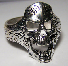 SKKULL WITH FLAMES BIKER RING (Sold by the piece)
