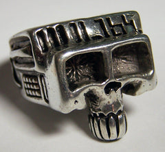 RETRO ROBOT SKULL HEAD DELUXE BIKER RING (Sold by the piece