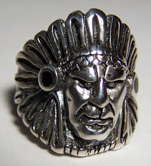 INDIAN HEAD SILVER DELUXE BIKER RING (Sold by the piece) * CLOSEOUT NOW ONLY $3.75 EA - SIZE 7 ONLY