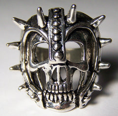 SKULL WITH SPIKED FACE HELMET BIKER RING (Sold by the piece) *