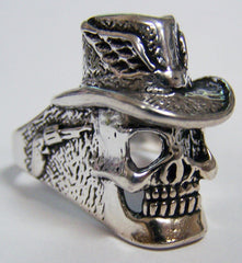 SKELETON SKULL HEAD WITH TOP HAT BIKER RING (Sold by the piece)