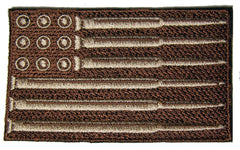 MILITARY DESERT BROWN CAMO AMERICAN FLAG BULLET SHELL EMBROIDERED PATCH ( sold by the piece )