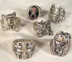 ASSORTED OVERSTOCK BIKER RINGS (Sold by the piece) * CLOSEOUT NOW as low as $ 2.50 EA