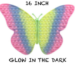 16" GLOW IN THE DARK BUTTERFLY BUBBLE POP IT SILICONE STRESS RELIEVER TOY (sold by the piece )