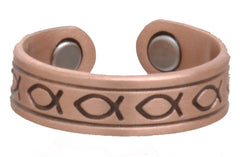 PURE HEAVY COPPER CHRISTIAN FISH MAGNETIC RING ( sold by the piece )